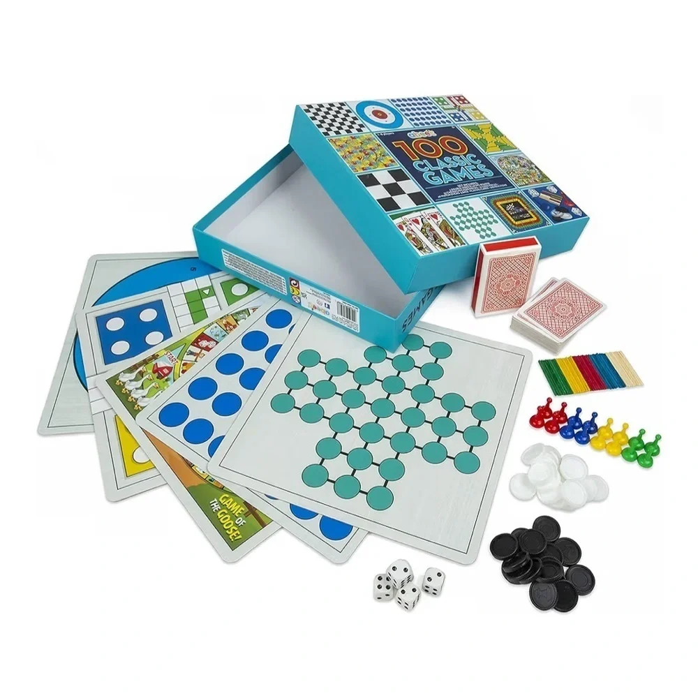 abeec 100 Classic Games  family board games Compendium Ludo, Chess, Lady Games